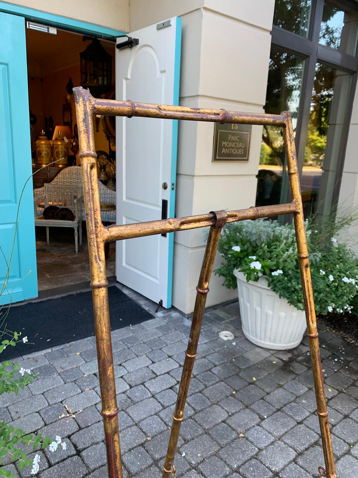 Regency Style Gilded Metal Faux Bamboo Easel, circa 1960s 1