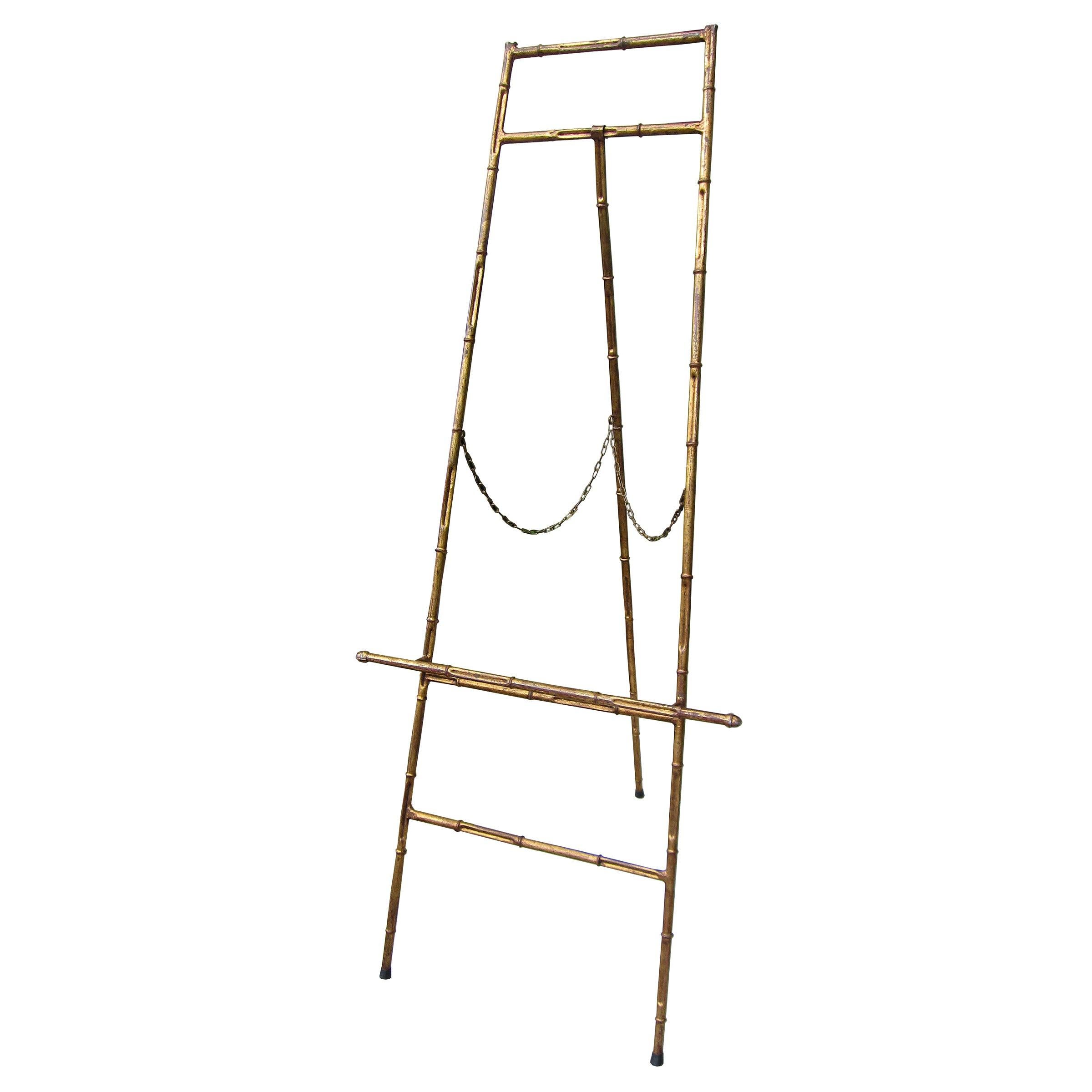 Regency Style Gilded Metal Faux Bamboo Easel, circa 1960s