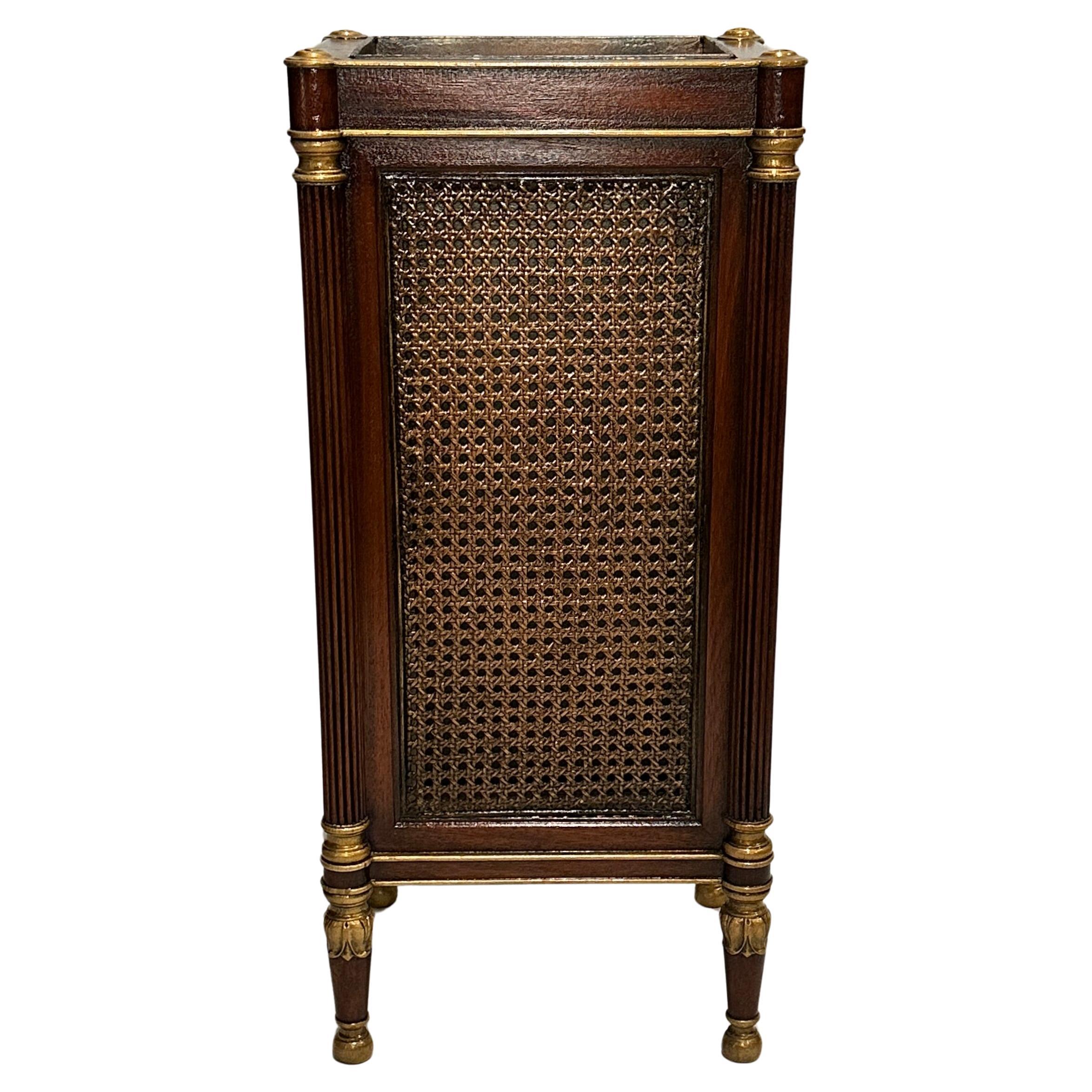 Regency Style Gilt And Cane Umbrella Stand For Sale