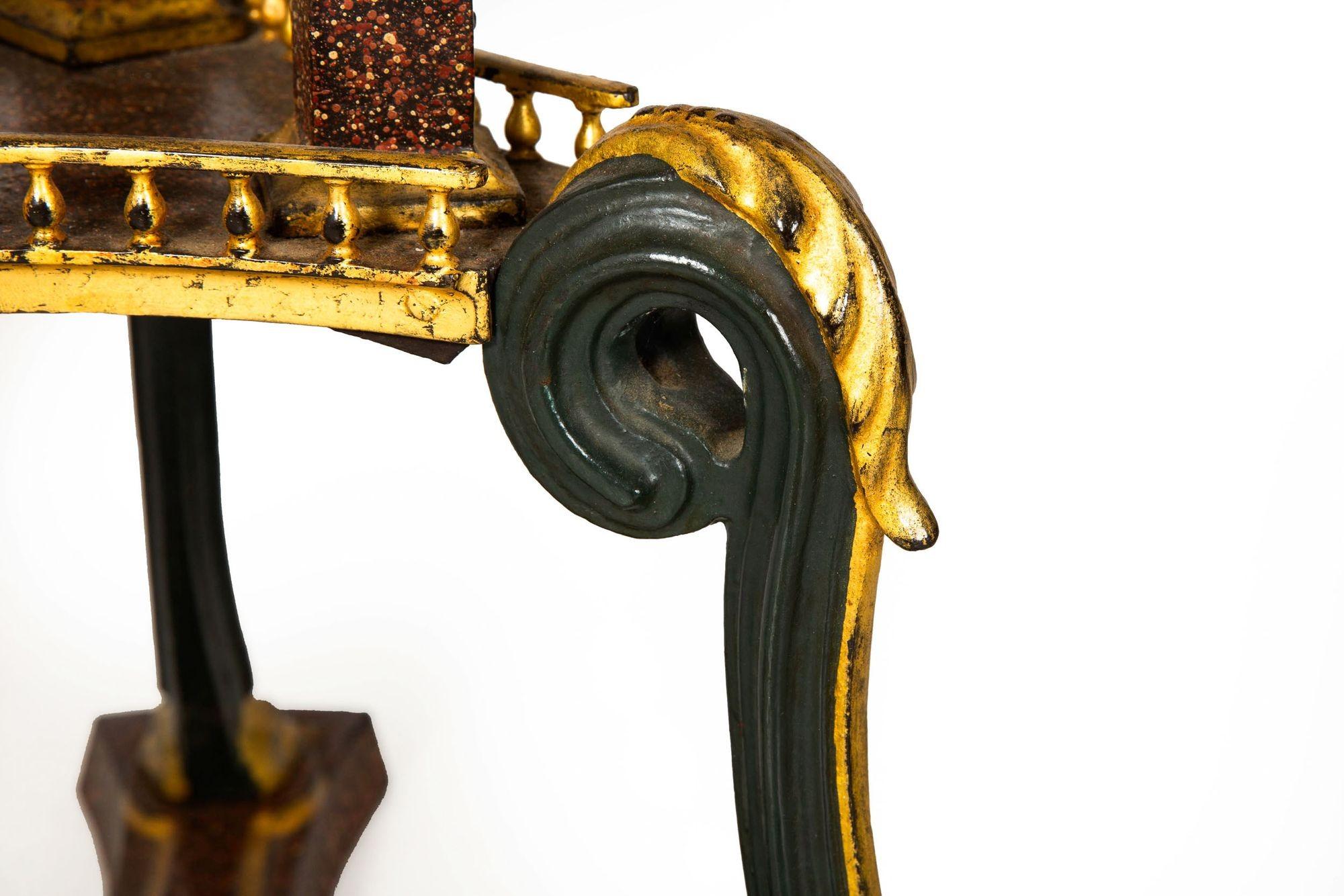 Regency Style Gilt and Faux Porphyry Iron Athenienne Jardinierre Plant Stand For Sale 5