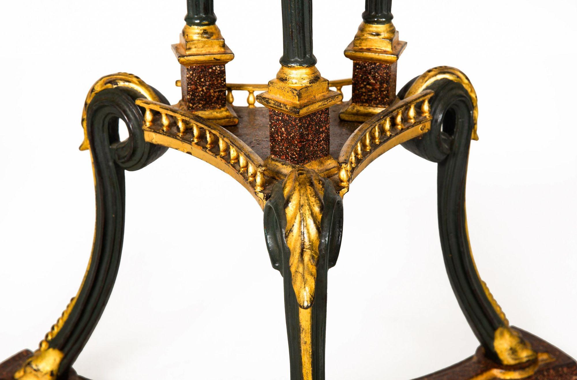 Regency Style Gilt and Faux Porphyry Iron Athenienne Jardinierre Plant Stand For Sale 6