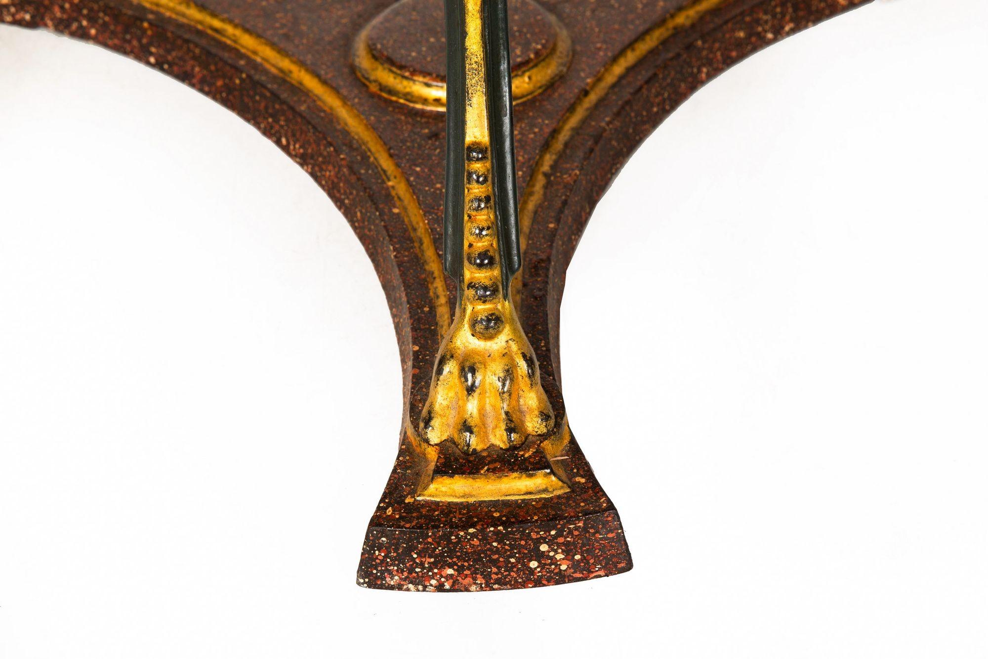 Regency Style Gilt and Faux Porphyry Iron Athenienne Jardinierre Plant Stand For Sale 7