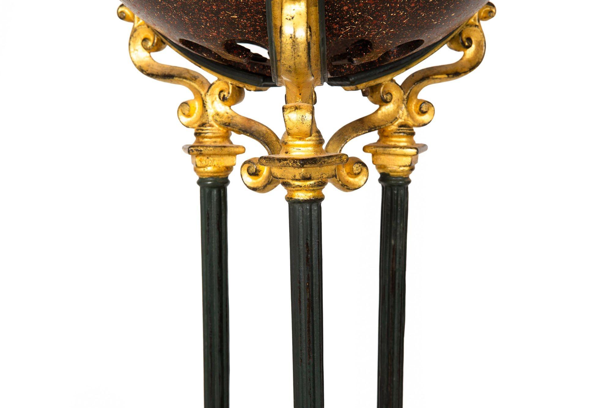 Regency Style Gilt and Faux Porphyry Iron Athenienne Jardinierre Plant Stand For Sale 9