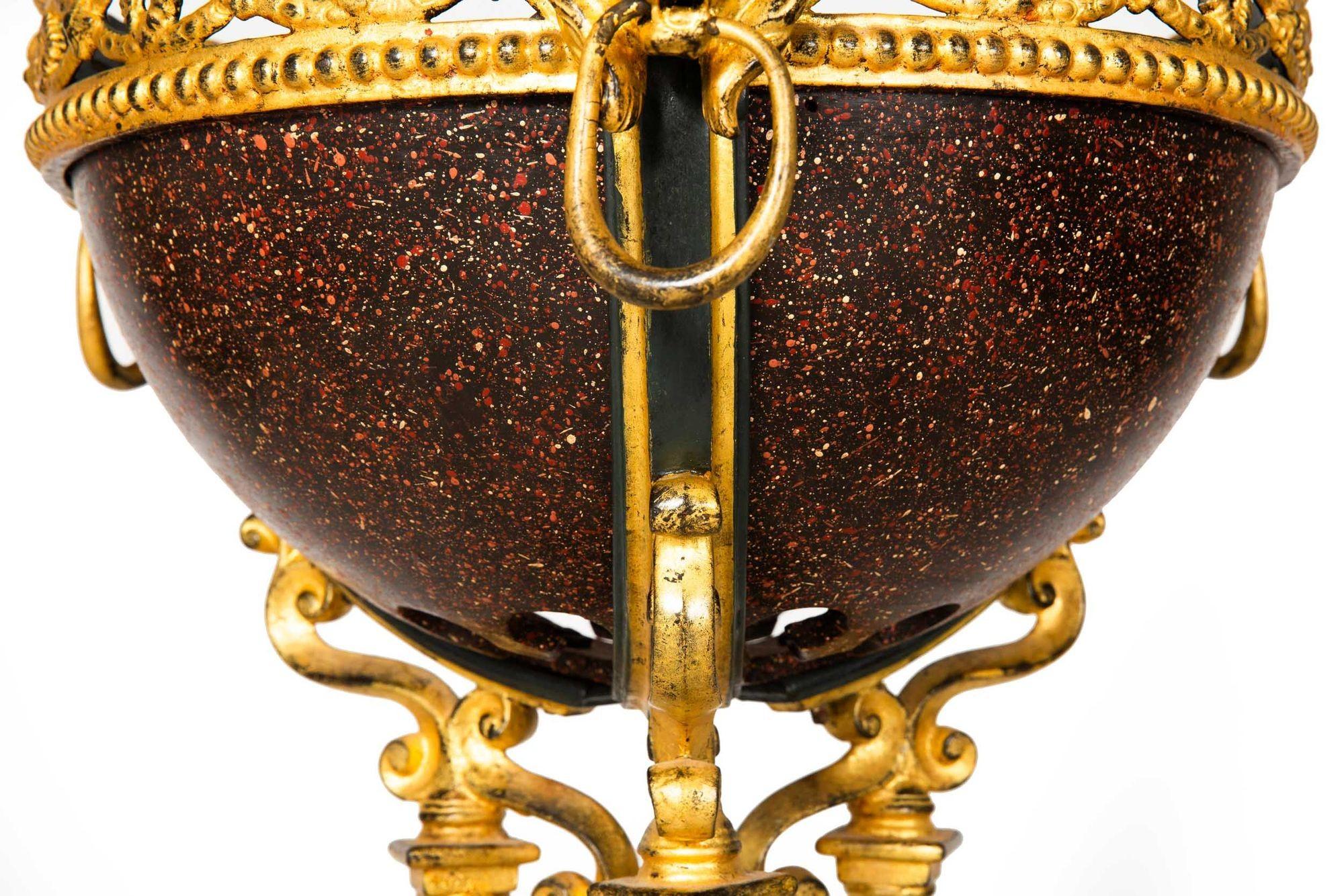 Regency Style Gilt and Faux Porphyry Iron Athenienne Jardinierre Plant Stand For Sale 10