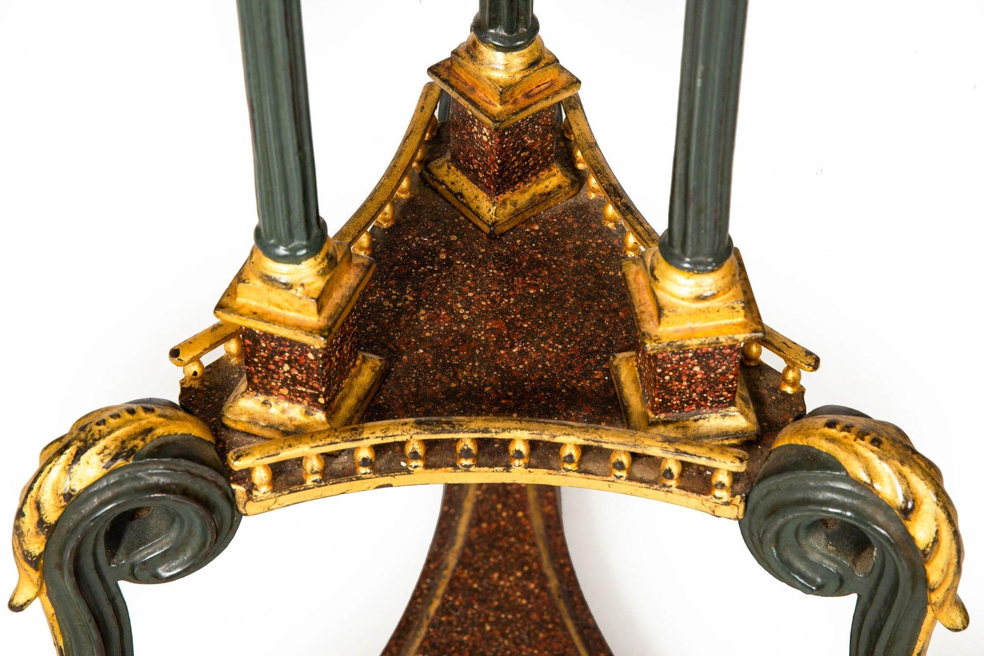 Regency Style Gilt and Faux Porphyry Iron Athenienne Jardinierre Plant Stand For Sale 14