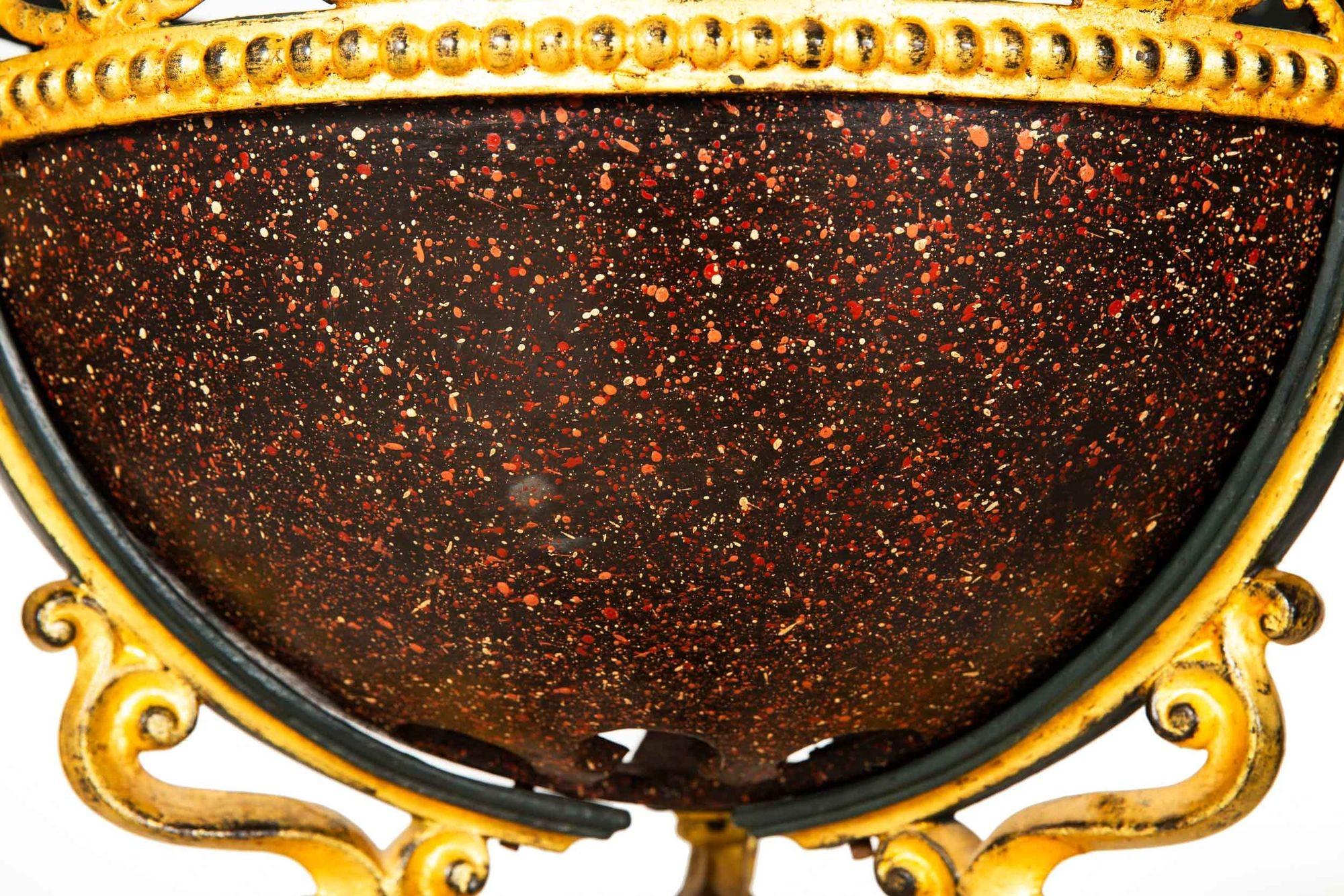 Regency Style Gilt and Faux Porphyry Iron Athenienne Jardinierre Plant Stand For Sale 2