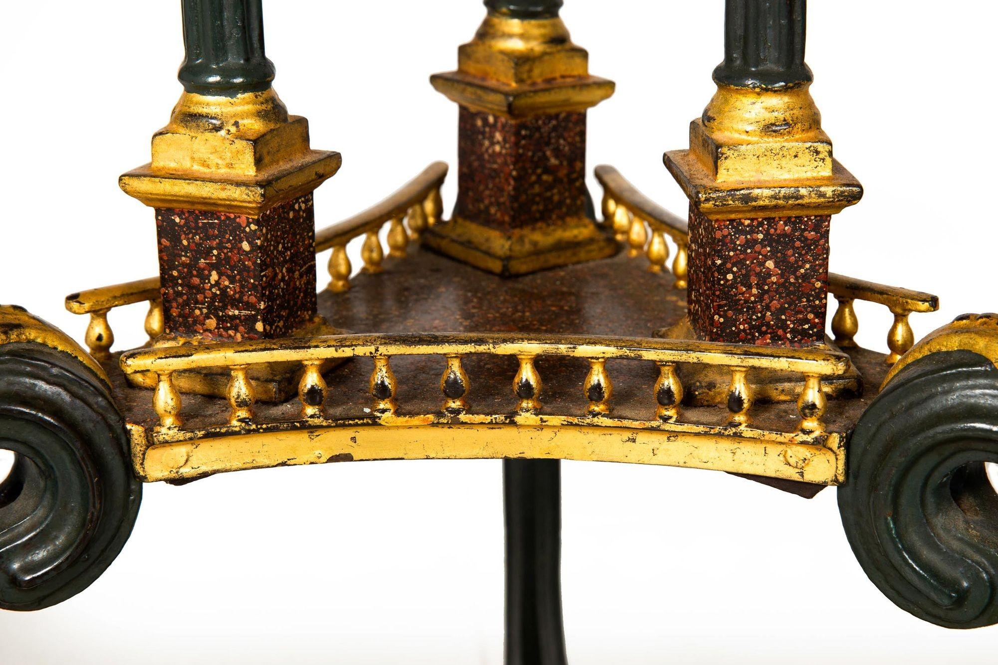 Regency Style Gilt and Faux Porphyry Iron Athenienne Jardinierre Plant Stand For Sale 3
