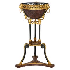 Jardinera Athenienne de Hierro Dorado y Faux Porfirio Estilo Regencia