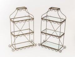 Regency Style Gilt Metal Three-Tier Etageres, Pair