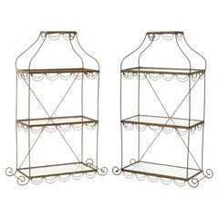 Regency Style Gilt Metal Three-Tier Etageres, Pair