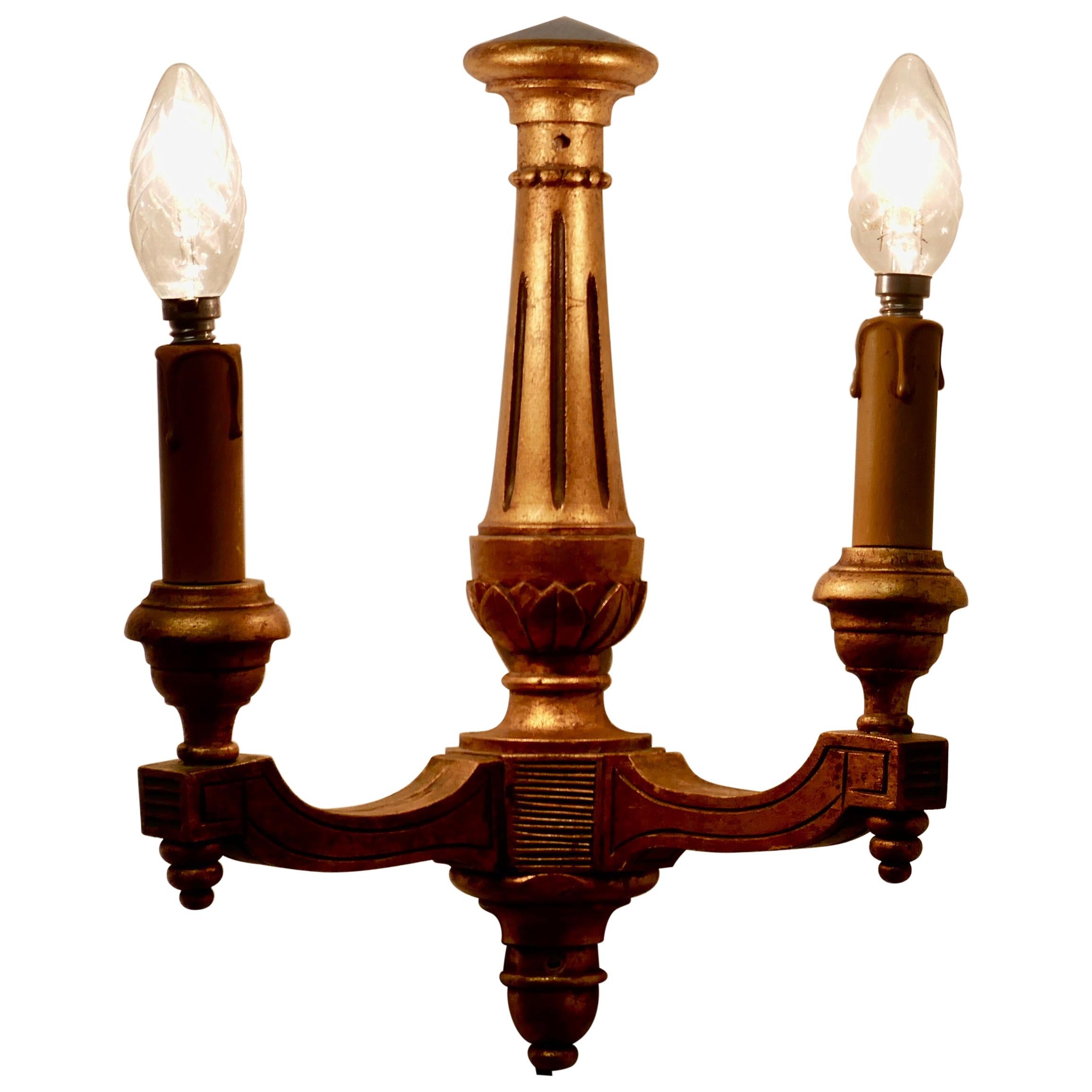 Regency Style Gilt Wood Carved TwinWall Light For Sale