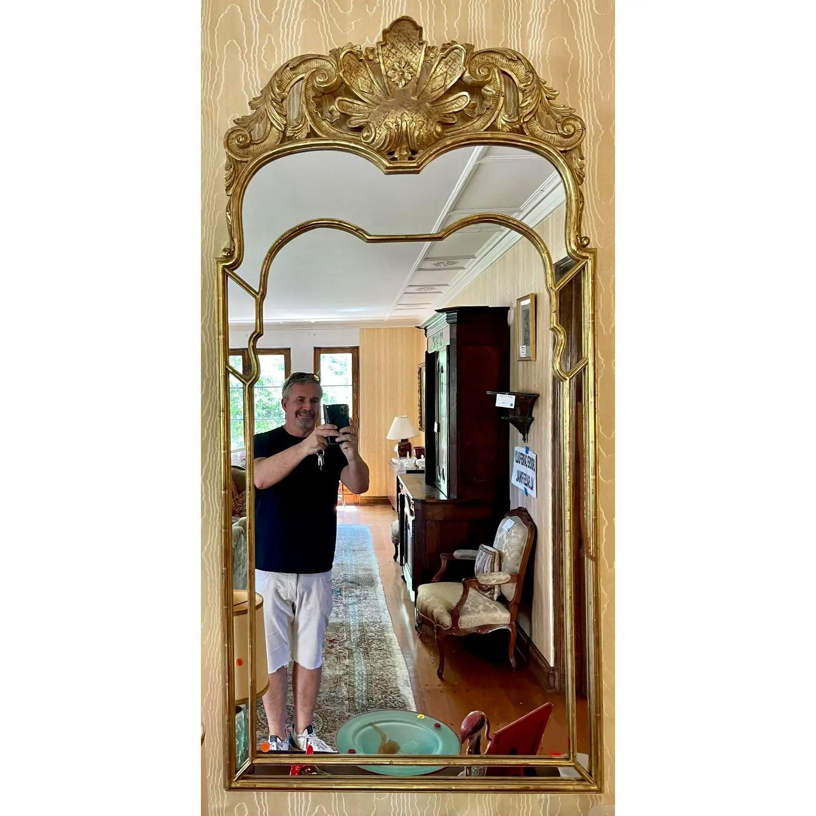 20th Century Regency Style Giltwood Rococo Mirror by Villa Melrose For Sale