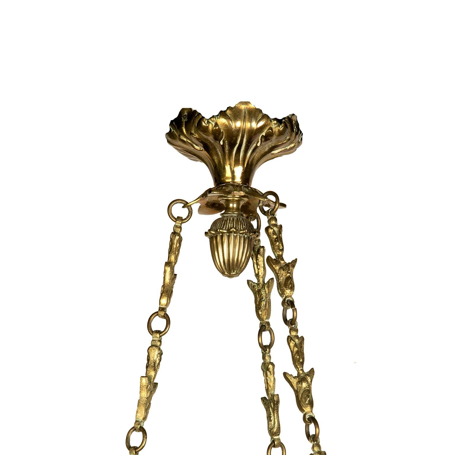 Cast Regency Style Glass Bell Jar Pendant