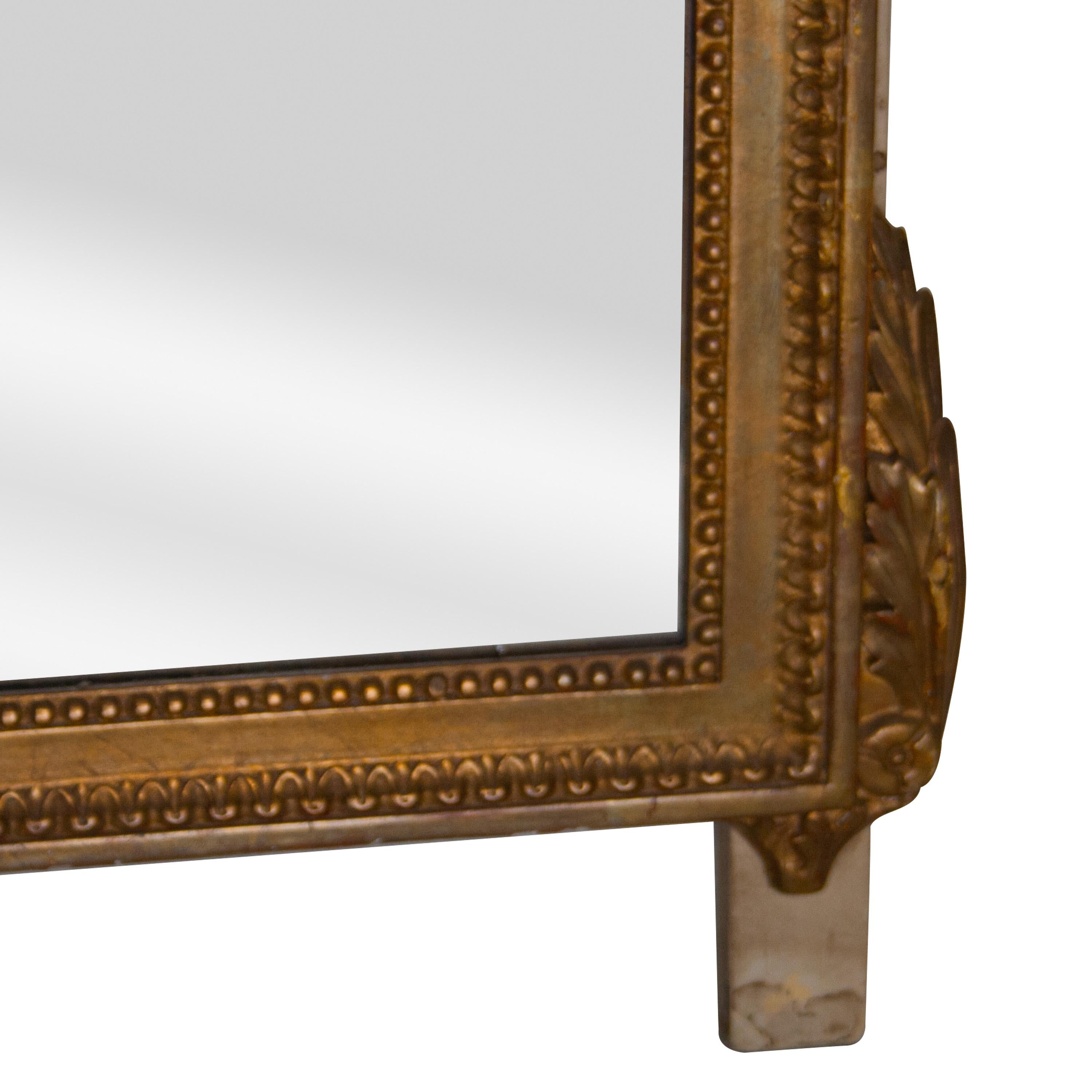 Spanish Regency Style Gold Foil Hand Carved Wooden Rectangular Mirror, 1970 For Sale