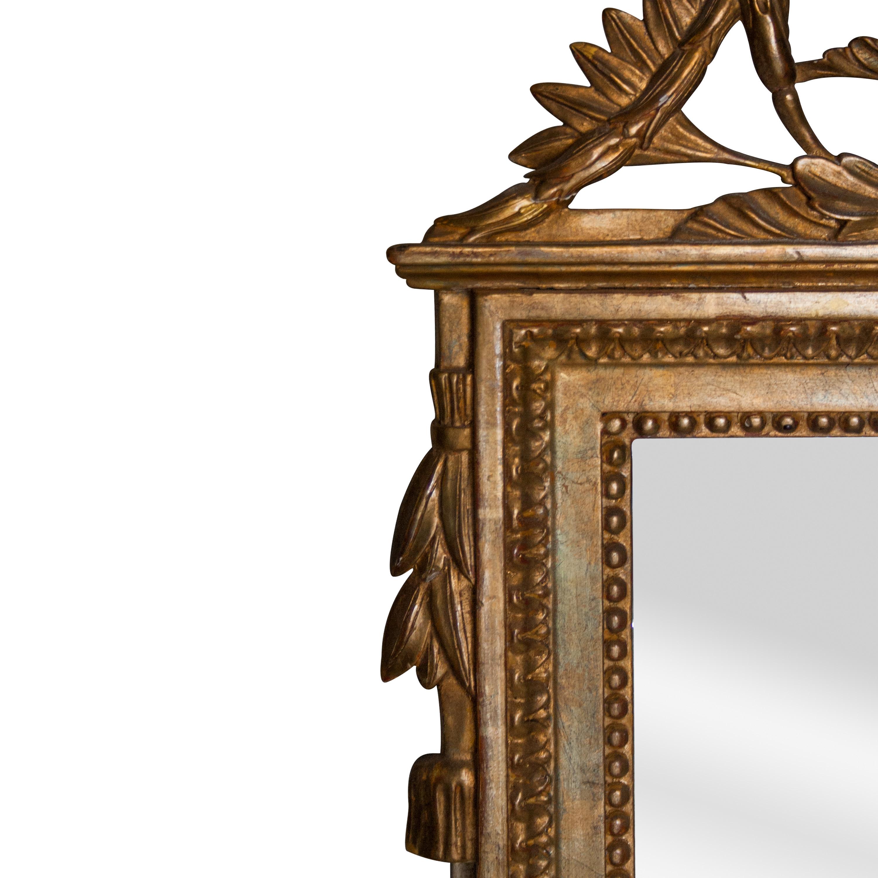 Regency Style Gold Foil Hand Carved Wooden Rectangular Mirror, 1970 In Good Condition For Sale In Madrid, ES