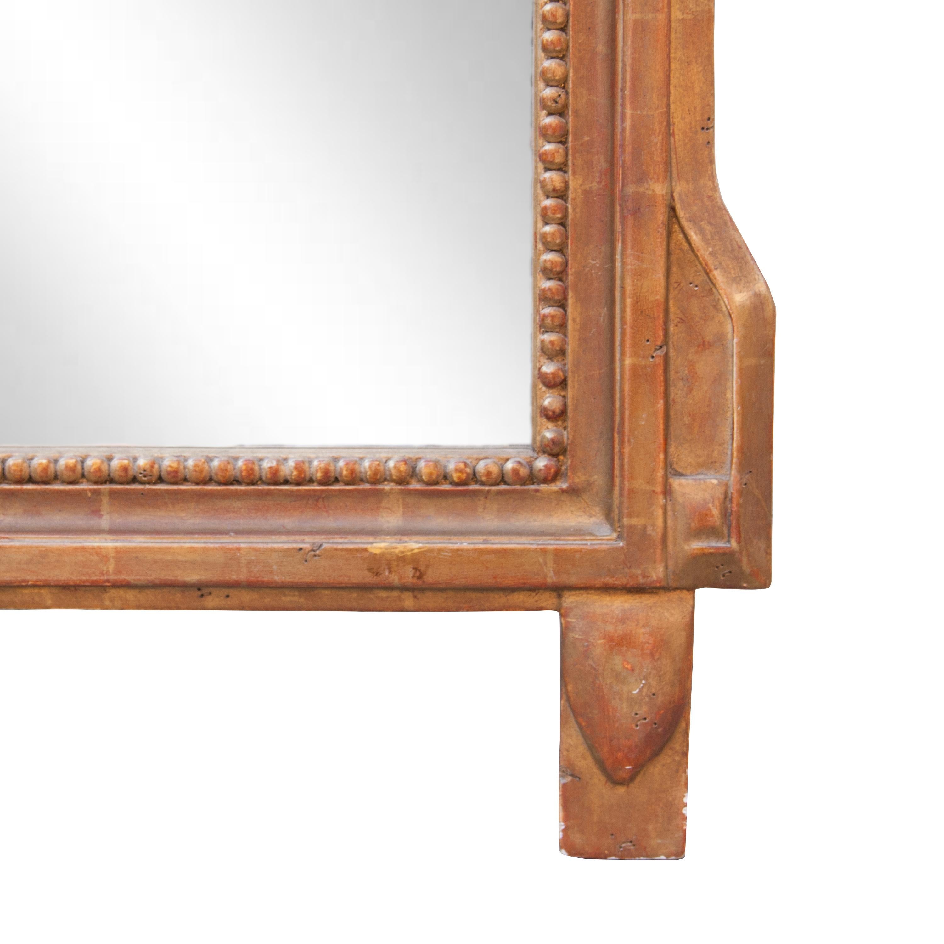 Regency Style Gold Foil Hand Carved Wooden Rectangular Mirror, 1970 In Good Condition For Sale In Madrid, ES