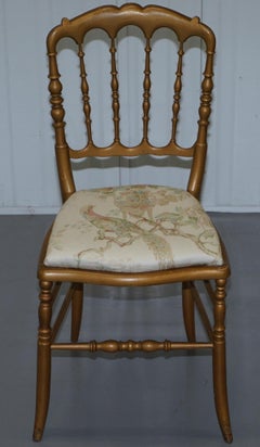 Regency Style Gold Giltwood Spindle Chair circa 1900 Ornate Bird Upholstery