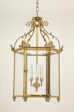 Regency Style Gold-Lacquered Brass Hall Lantern