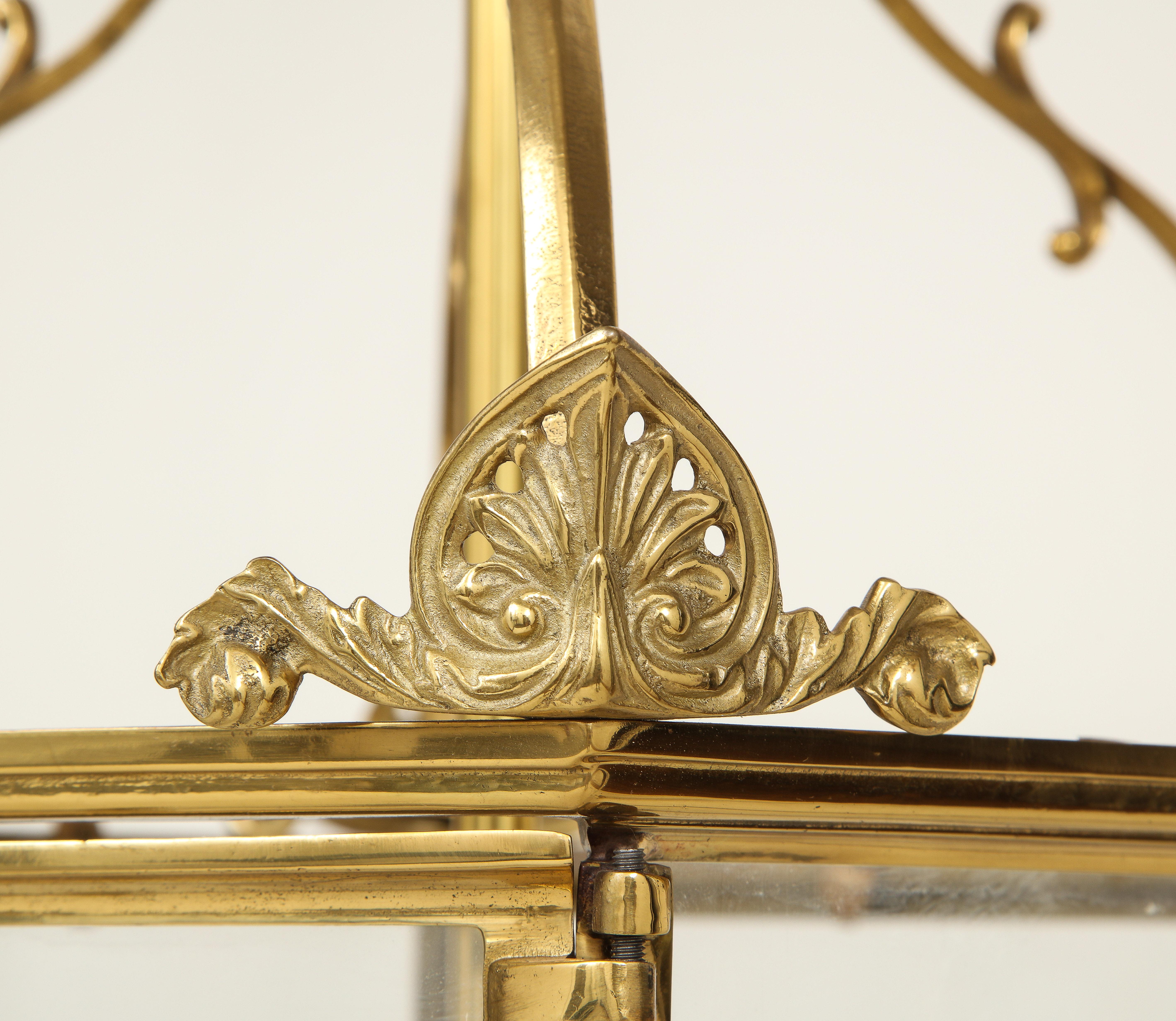 20th Century Regency Style Gold-Lacquered Brass Hall Lantern