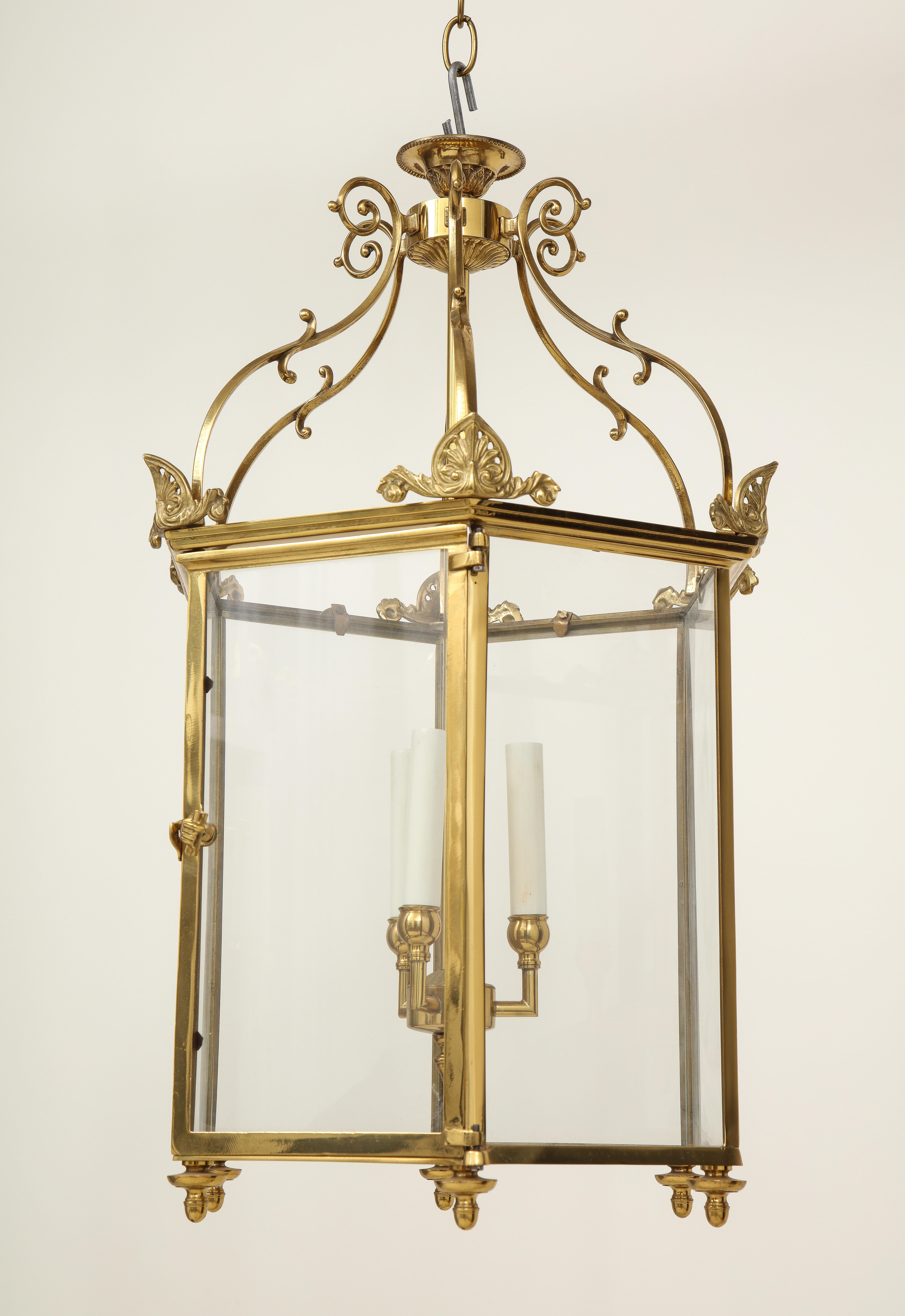 Regency Style Gold-Lacquered Brass Hall Lantern 1