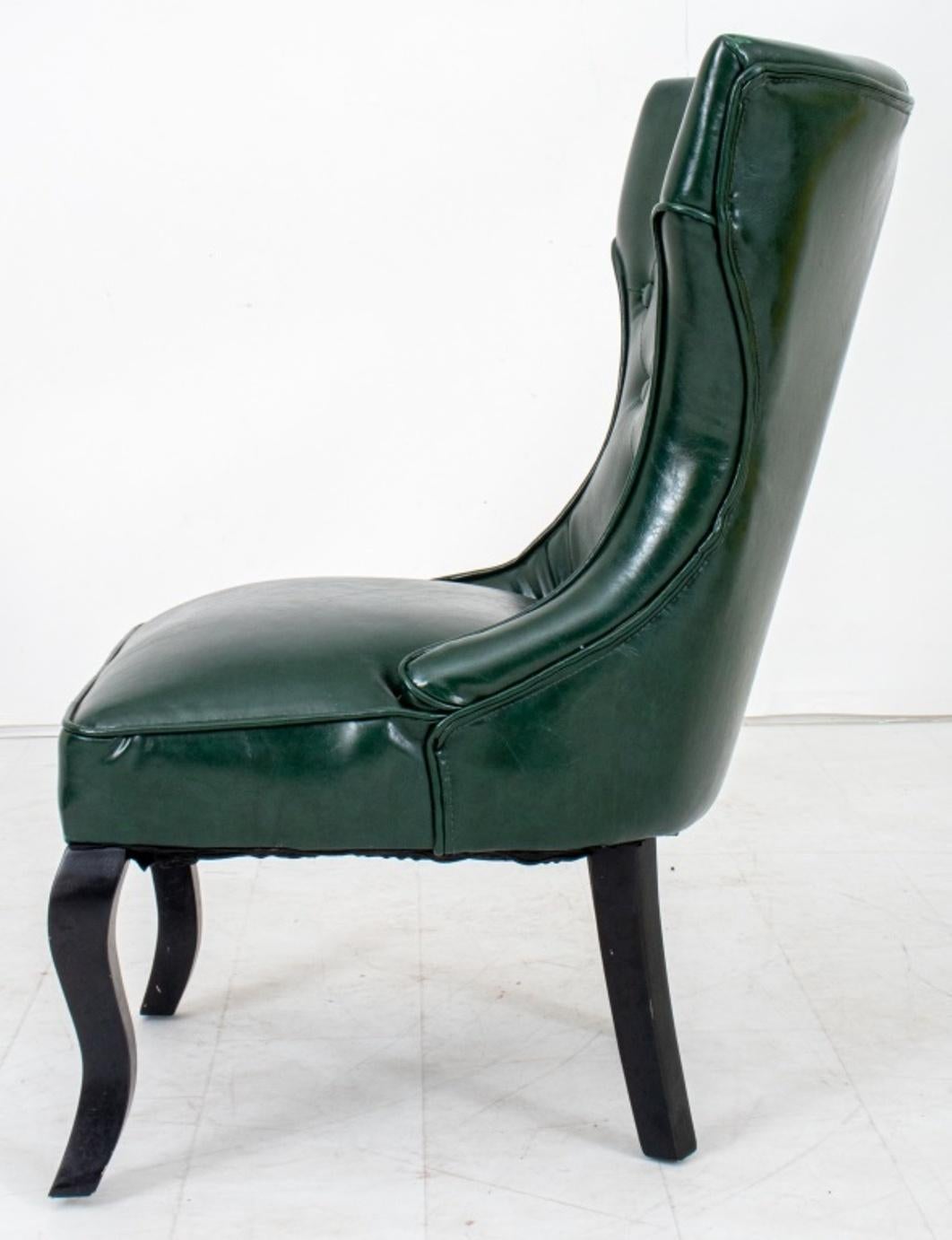 Regency Style Green Leather Games Chair In Good Condition For Sale In New York, NY