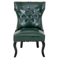 Regency Style Green Leather Games Chair