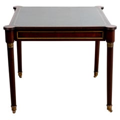 Regency Style Green Leather Top Game Table
