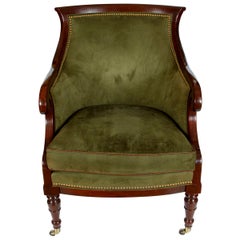 Regency Style Green Velvet Armchair