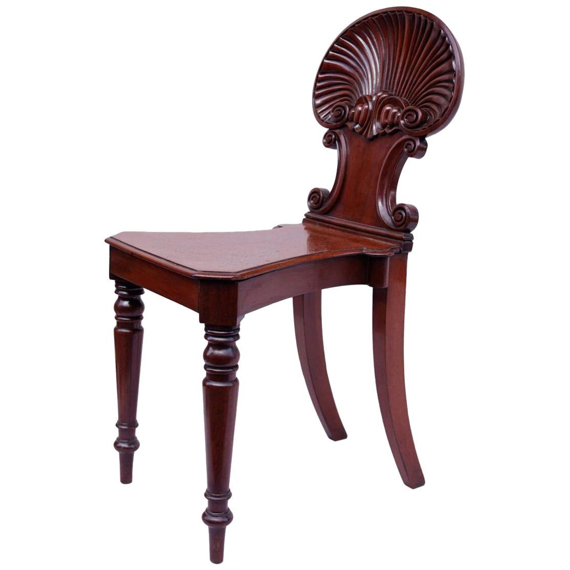 Regency Style Hall-Chair, Shell-Back, Gillows Model, Late 19th Century