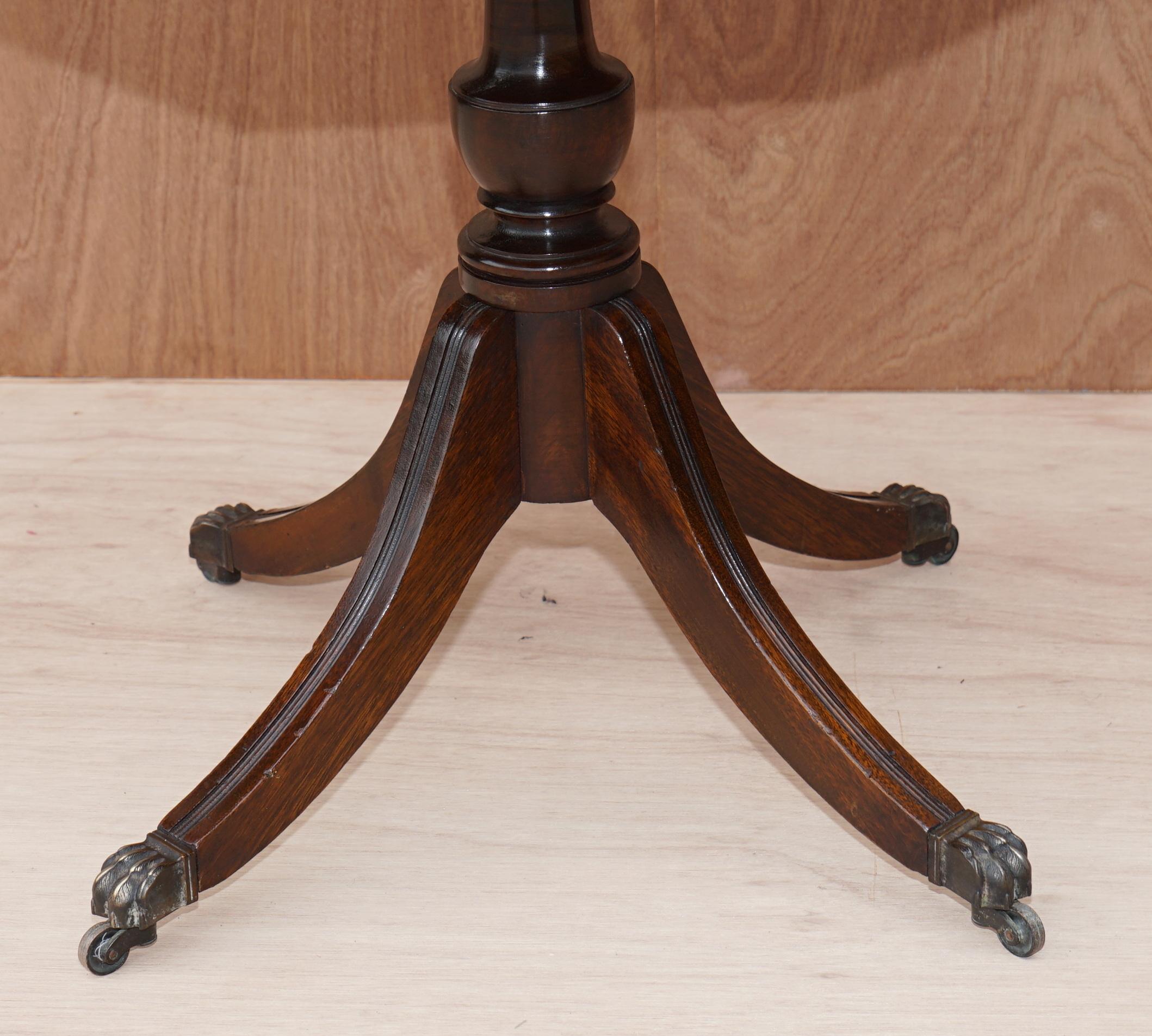 Regency Style Hardwood Green Leather Side End Lamp Wine Drum Table with Drawers 5