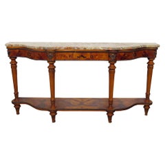 Regency Style Inlaid Marble Top Console Table