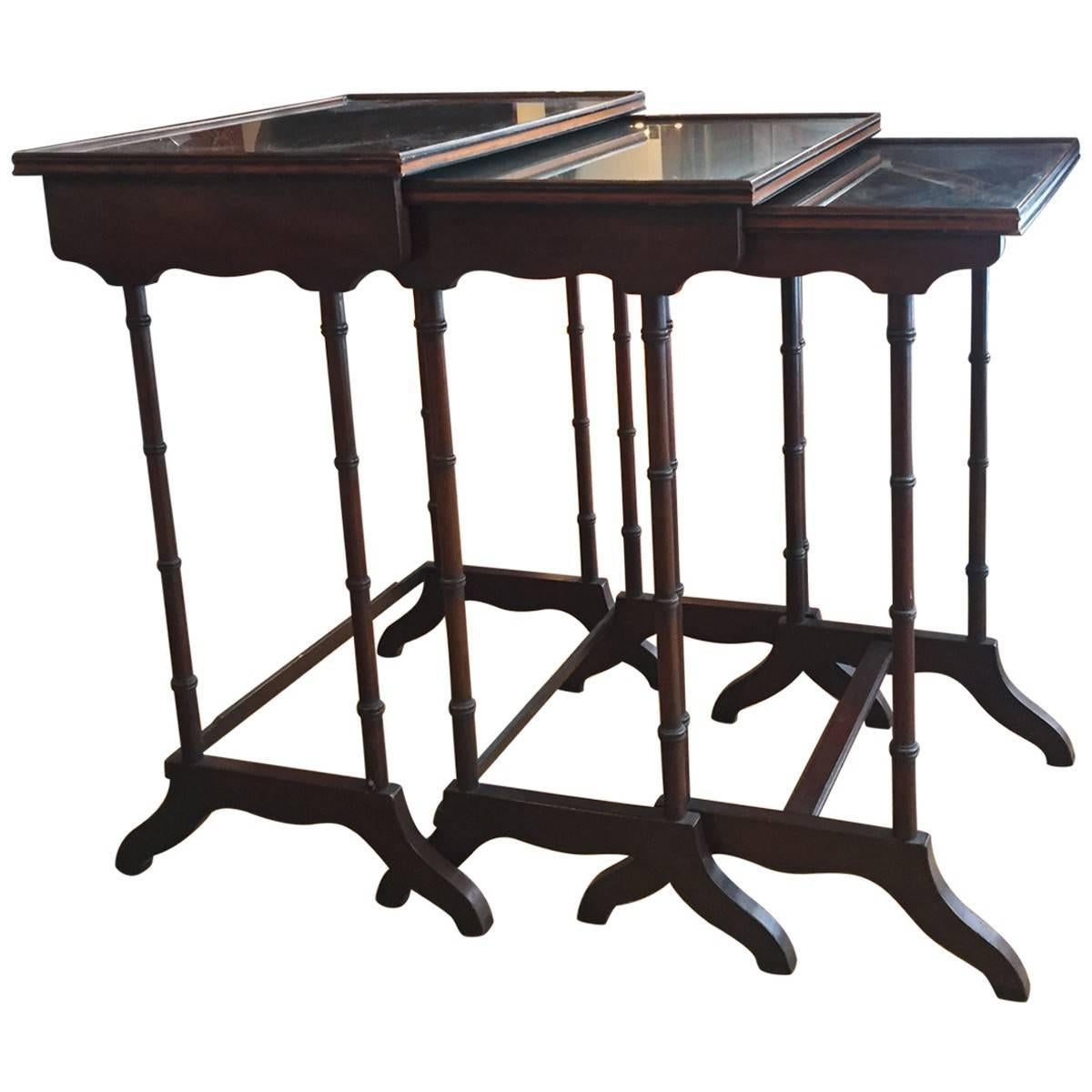 Regency Style Inlaid Rosewood Nesting Tables For Sale