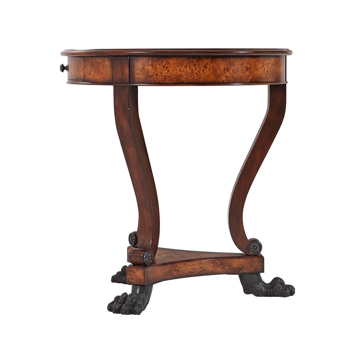 Regency Style Inlaid Side Table In New Condition For Sale In Westwood, NJ