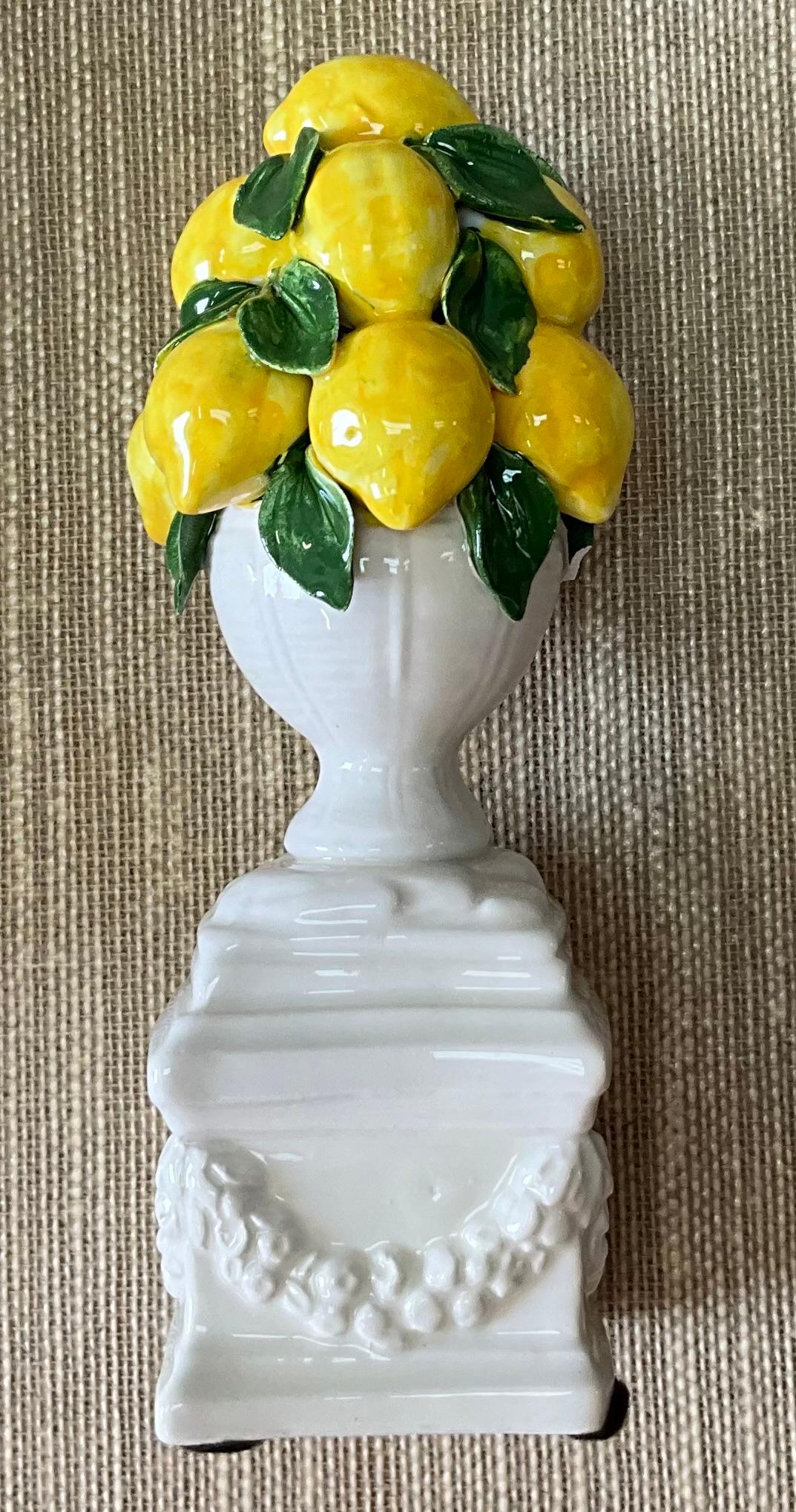 Hollywood Regency Regency Style Italian Ceramic Lemon Topiary Table Decor / Vases / Centerpiece  For Sale