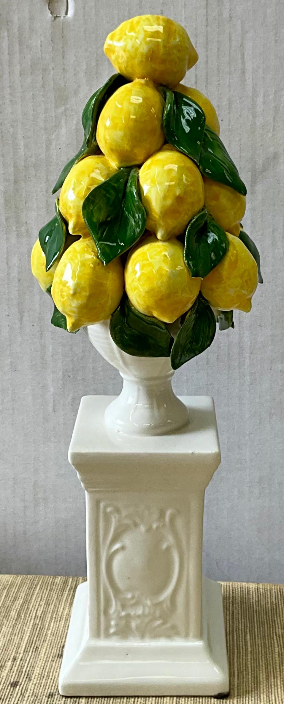 Regency Style Italian Ceramic Lemon Topiary Table Decor / Vases / Centerpiece  For Sale 1