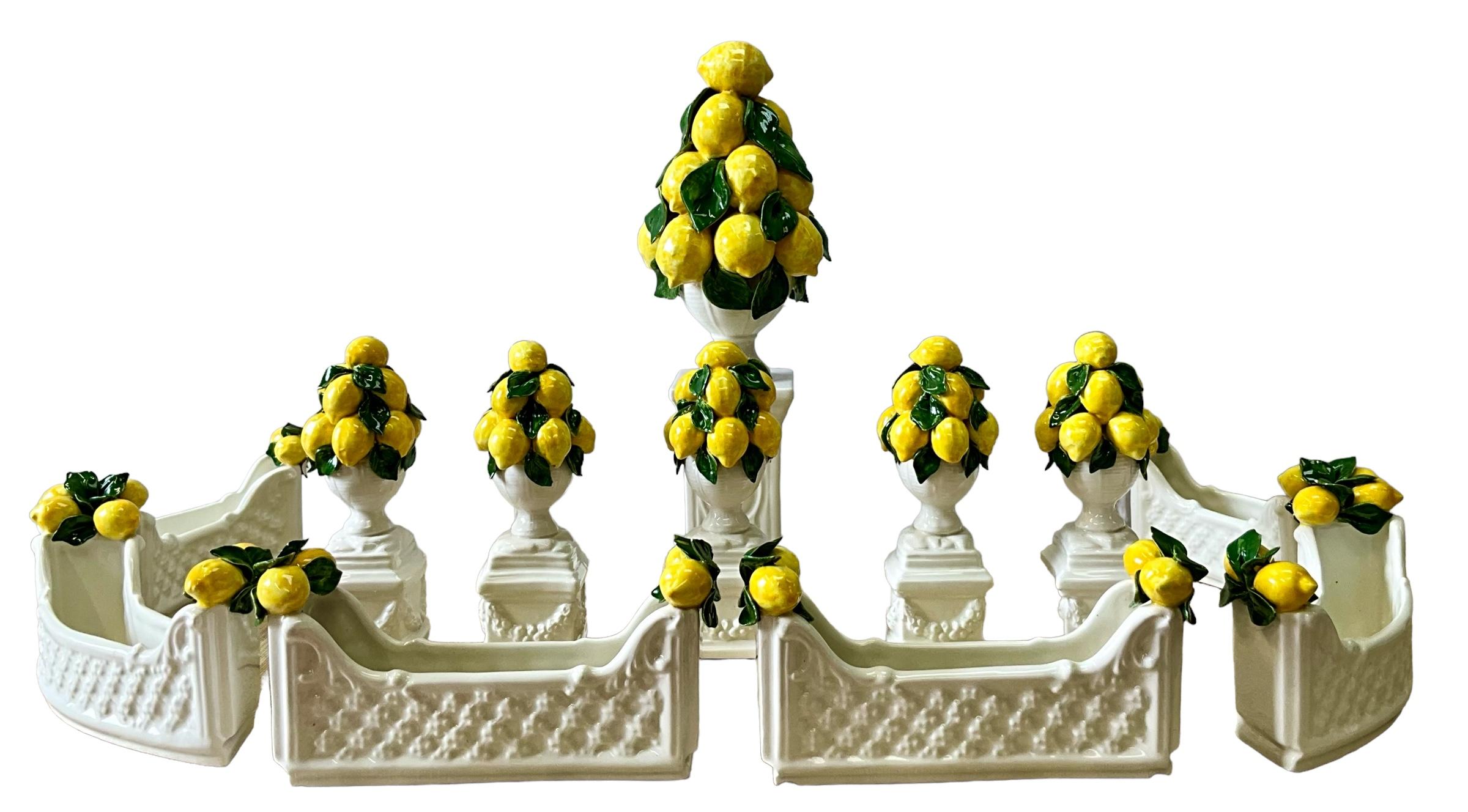 Regency Style Italian Ceramic Lemon Topiary Table Decor / Vases / Centerpiece  For Sale 2