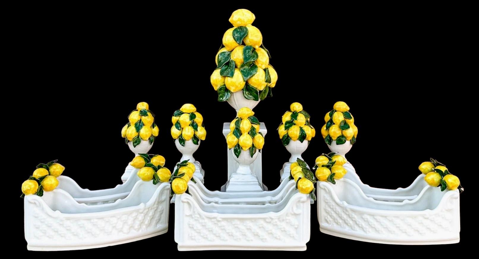 Regency Style Italian Ceramic Lemon Topiary Table Decor / Vases / Centerpiece  For Sale 4