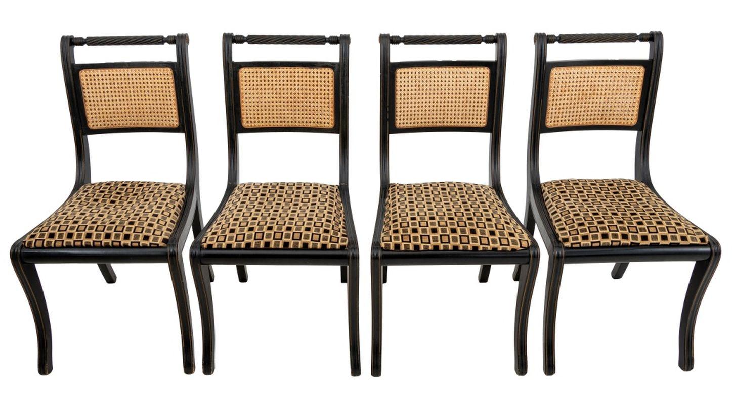Ebonized Regency Style Italian Dining Chairs, 6