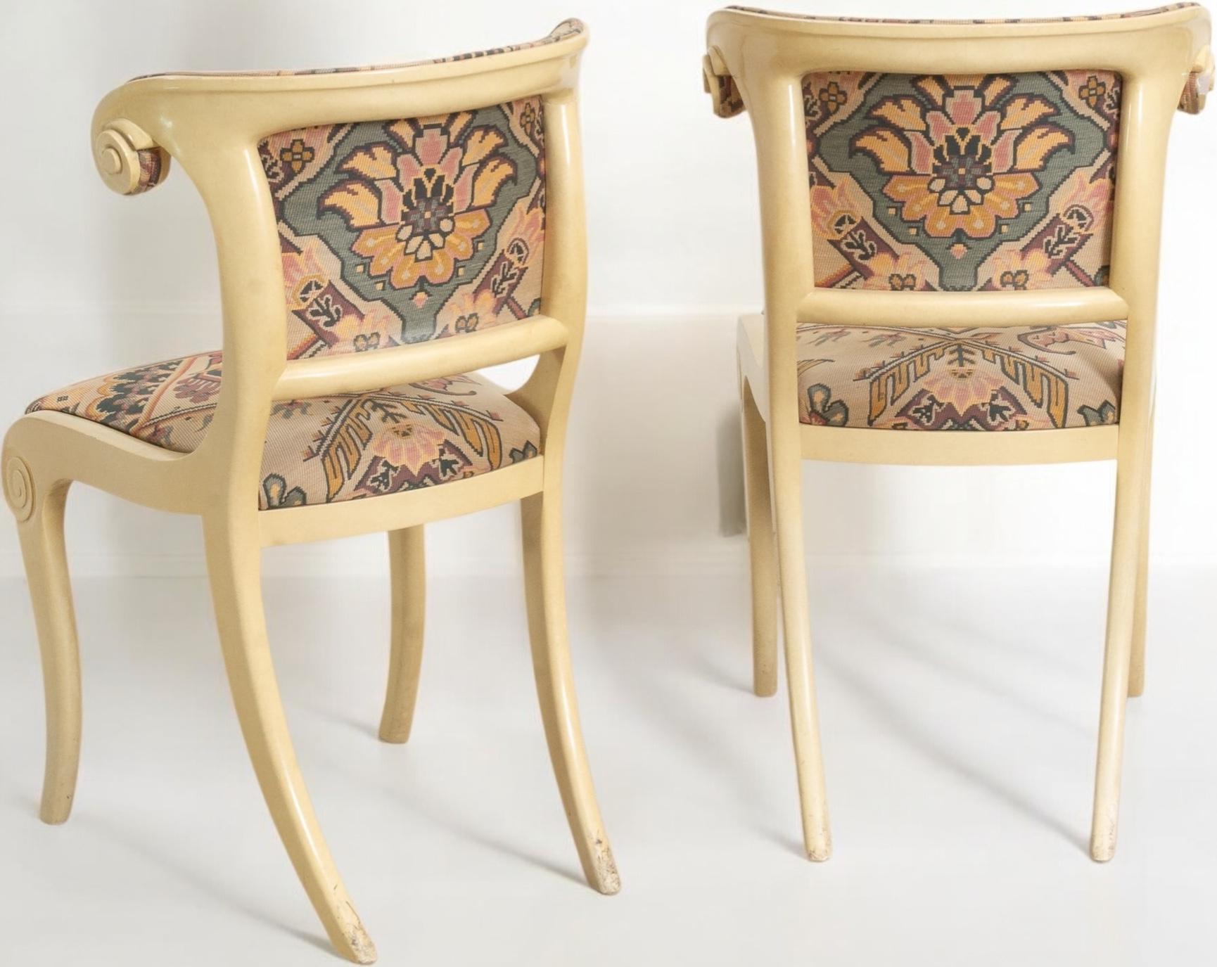 Neoclassical Regency Style Italian Neo-Classical Klismos Game Table / Dining Chairs -S/4 For Sale