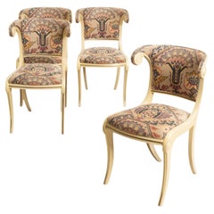 Mesa de Juego / Sillas de Comedor Klismos Neoclásicos Italianos Estilo Regencia -S/4