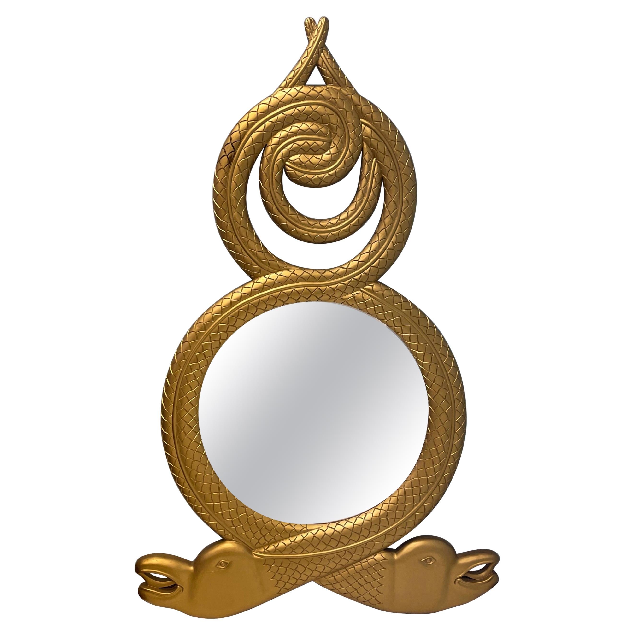 Regency Style Large Scale Giltwood Double Serpent Mirror, Pair Available