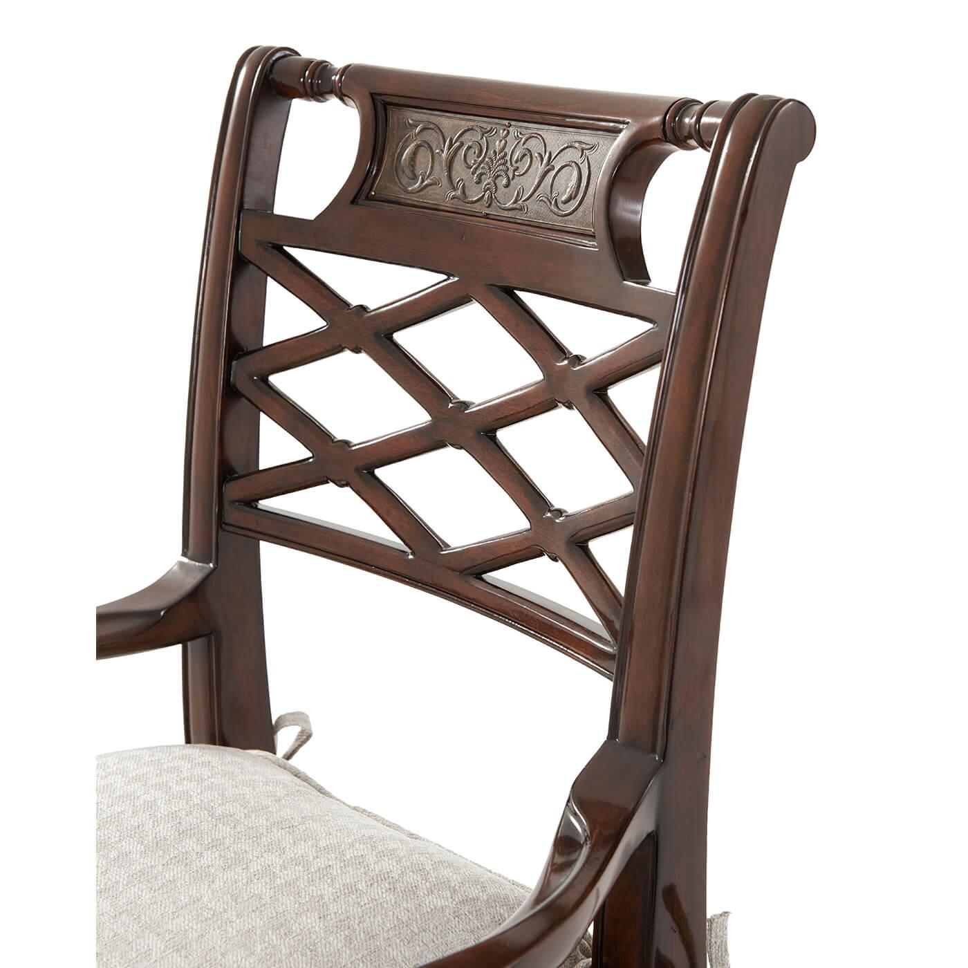 European Regency Style Lattice Back Armchair