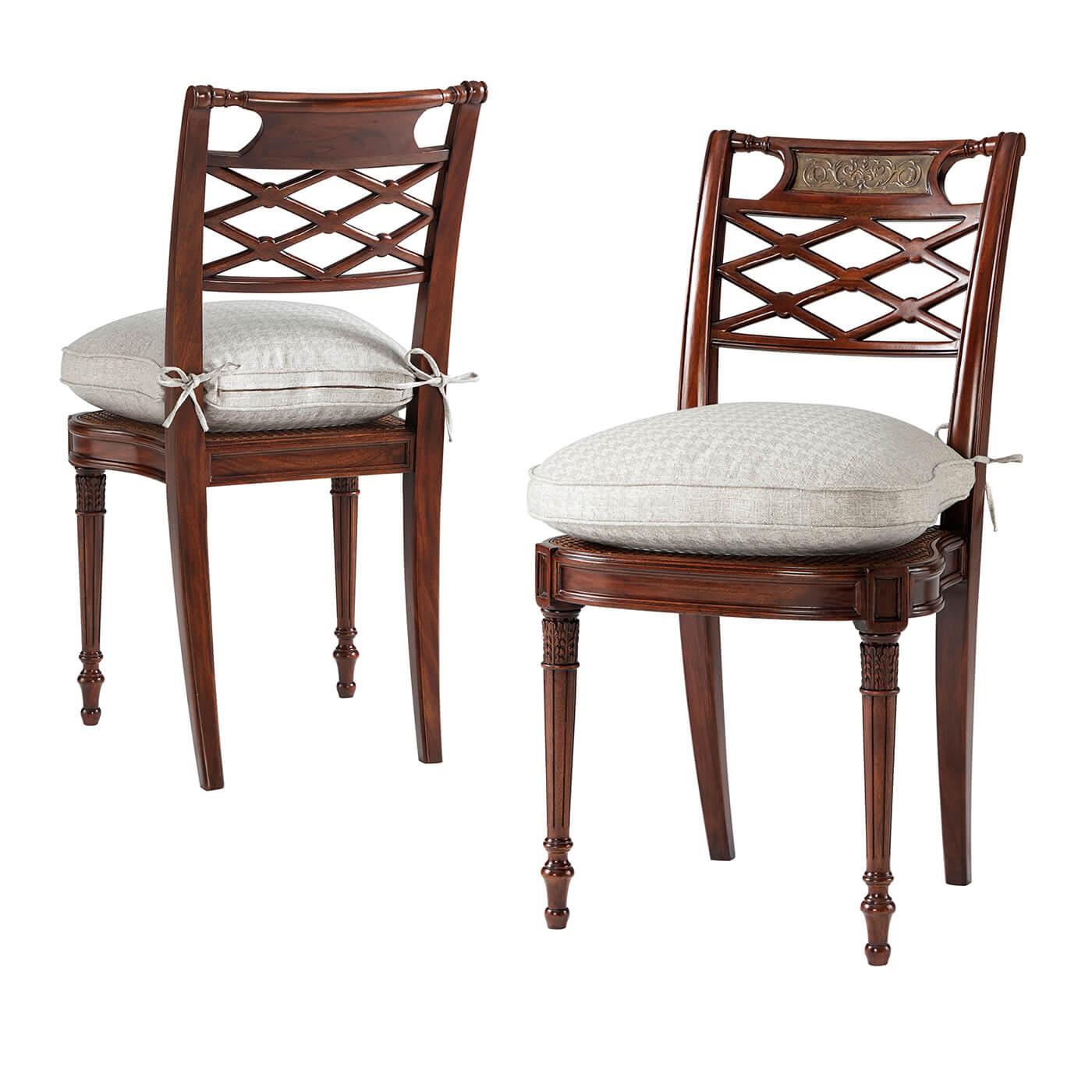 Regency Style Lattice Back Dining Chair For Sale