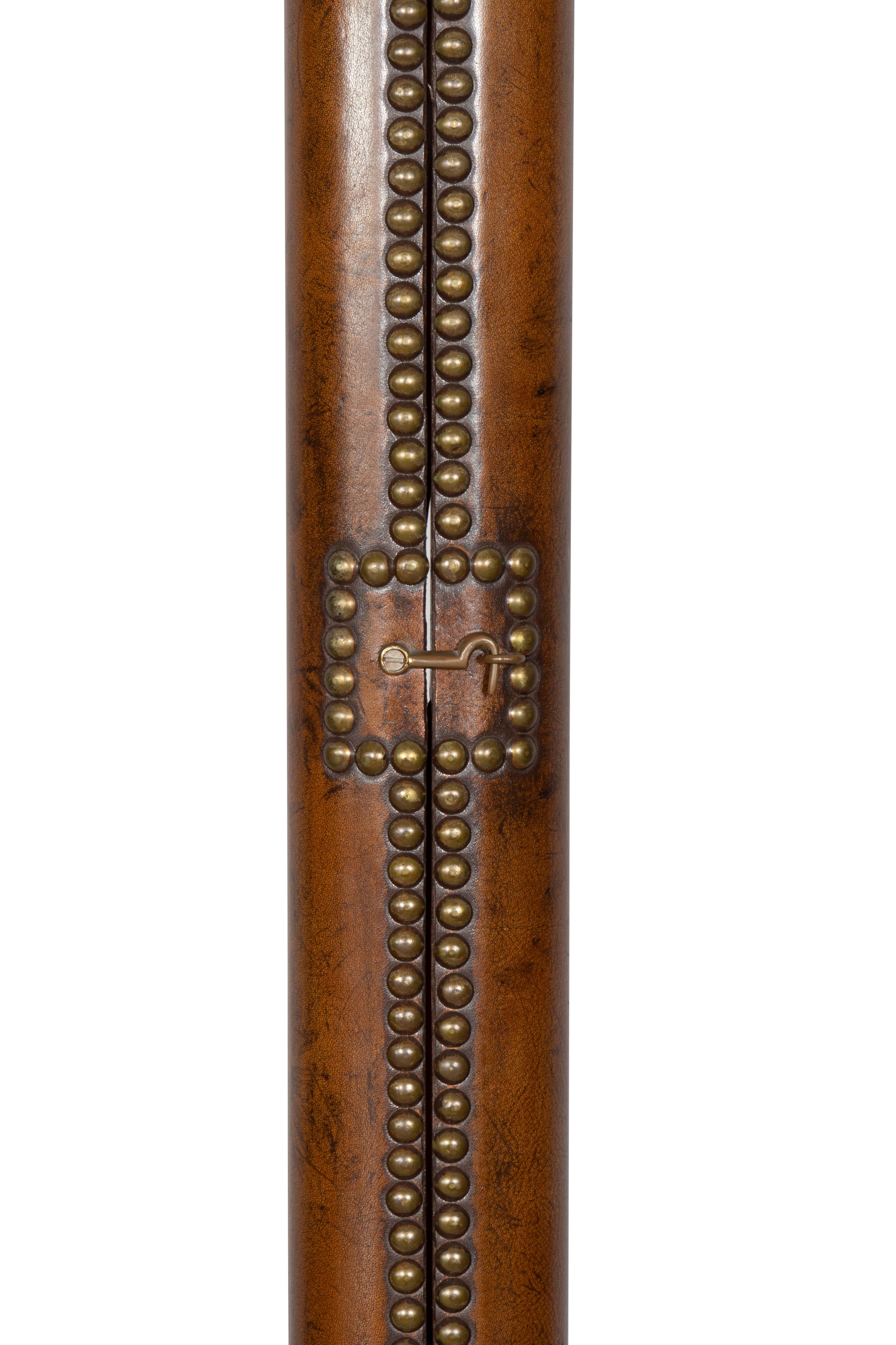 English Regency Style Leather and Brass Stick Ladder For Sale