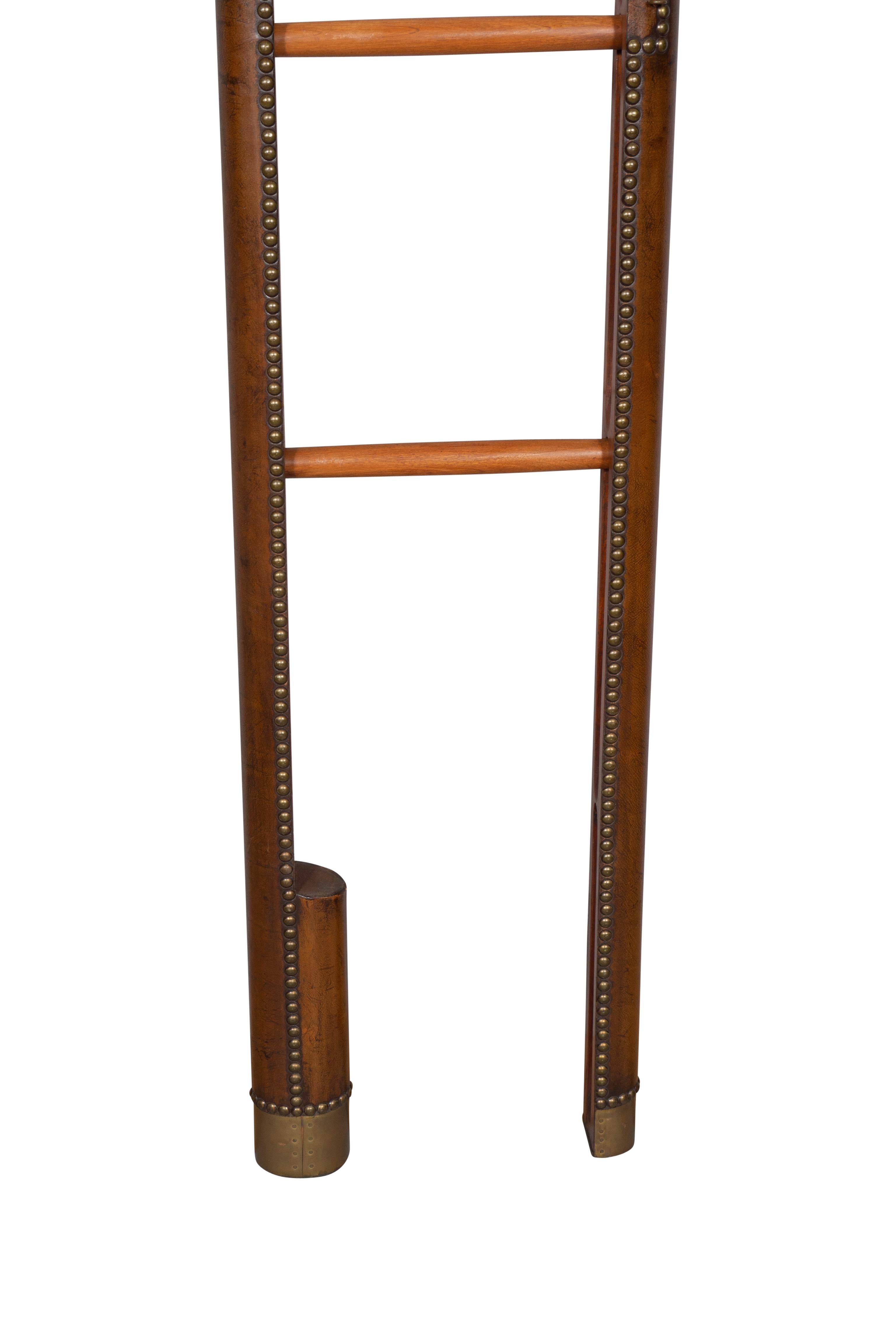 Regency Style Leather and Brass Stick Ladder For Sale 3