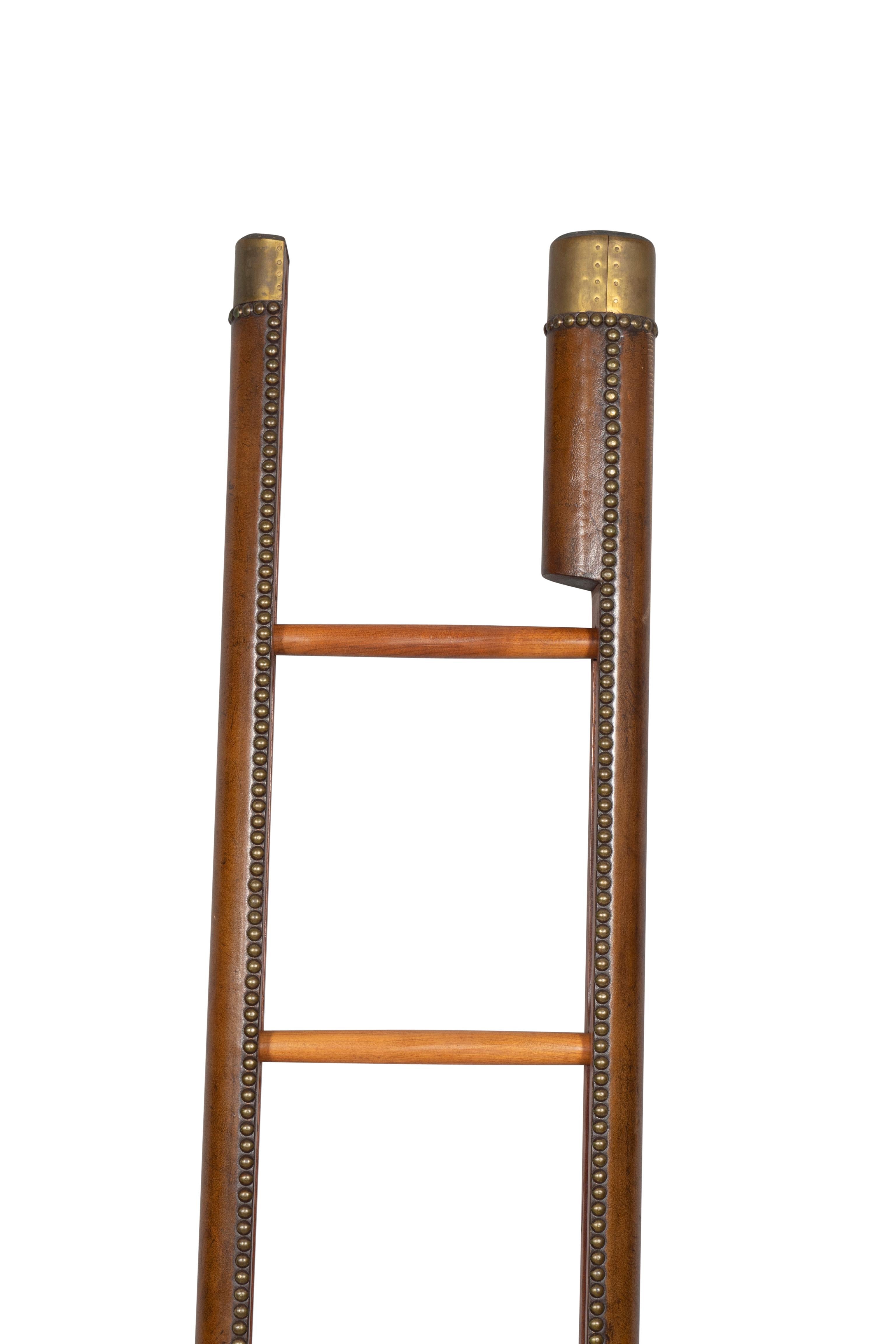 Regency Style Leather and Brass Stick Ladder For Sale 4