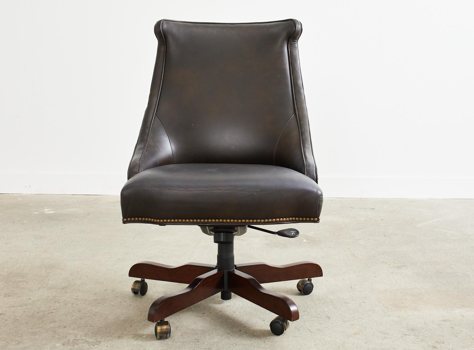 American Regency Style Leather Executive Office Chair by Century For Sale