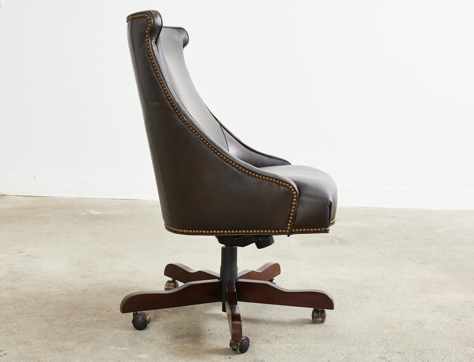 20th Century Regency Style Leather Executive Office Chair by Century For Sale