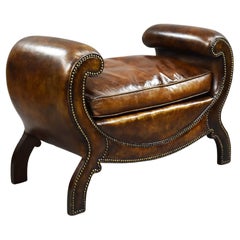 Sgabello in pelle in stile Regency