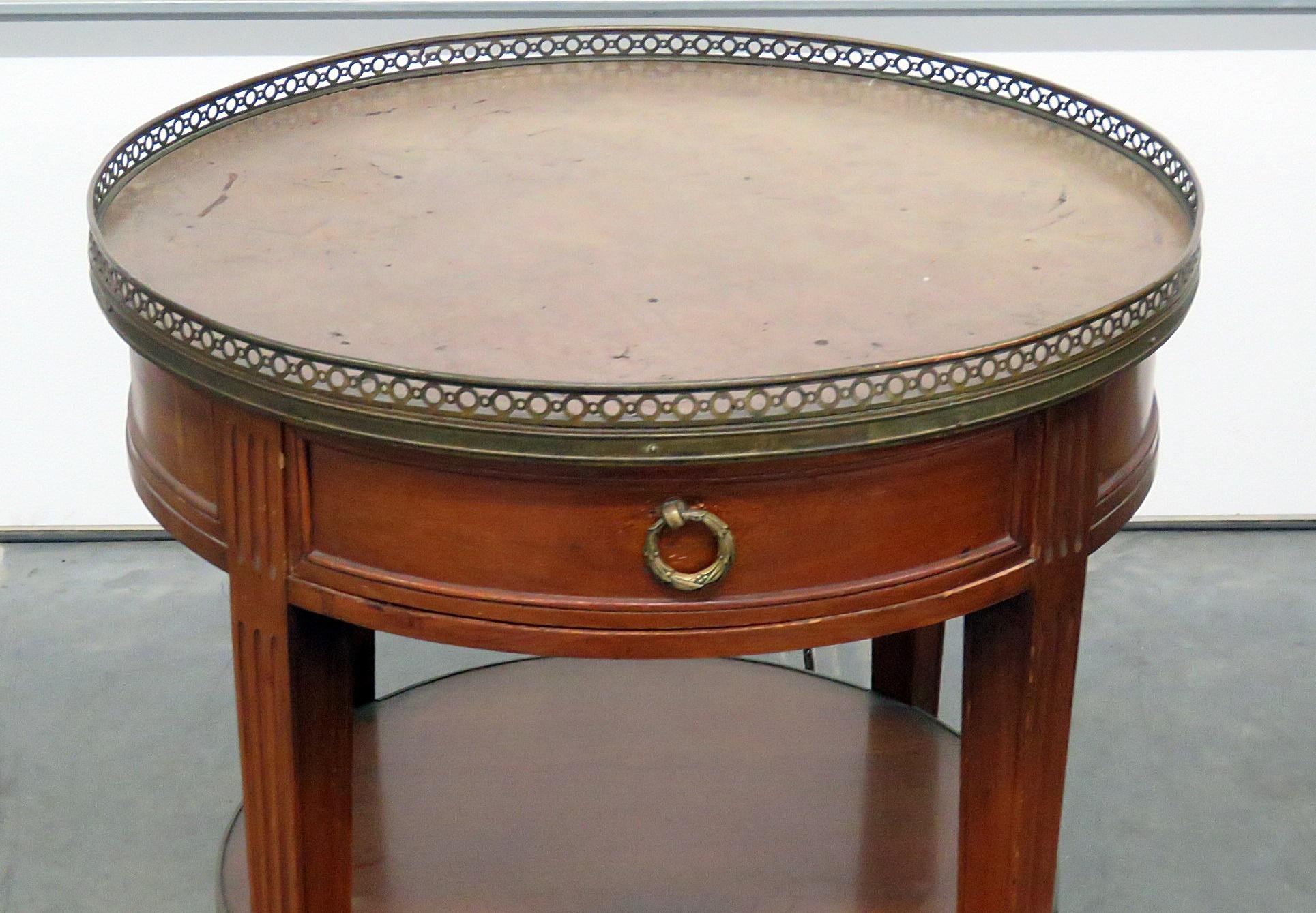 Regency Style Leather Top Bouillotte Table In Good Condition For Sale In Swedesboro, NJ